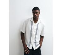 HUGO Red - Camicia bianca con bordi stampati e colletto a rever-Bianco L