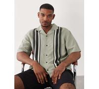 HUGO Red - Camicia oversize verde chiaro a righe-Blu 2XL