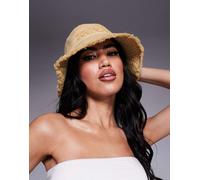 HUGO Red - Cappello da pescatore beige con logo-Neutro One Size