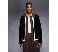 HUGO Red - Cardigan nero vestibilità comoda L
