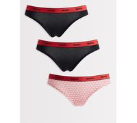 HUGO Red - Confezione da 3 perizomi rosa e neri con fascia in vita con logo-Bianco 42