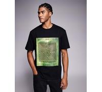HUGO T-shirt in jersey di cotone con stampa con labirinto - Style Dabryntee, 50549116 Nero XS