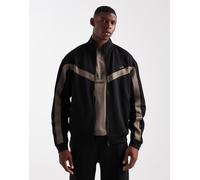 HUGO RED - Darti - Giacca sportiva comoda nera con pannello con riga e logo-Nero 2XL