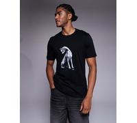 HUGO Red - Didug - T-shirt nera con stampa del logo e di cane-Nero 2XL