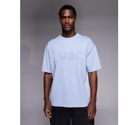 HUGO Red - Dinkee - T-shirt oversize azzurra con stampa del logo tono su tono-Blu M