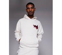 HUGO Red - Felpa con cappuccio oversize bianca con logo stampato-Bianco 2XL