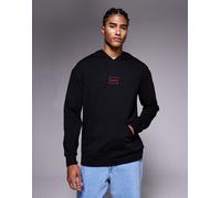 HUGO Red - Laze - T-shirt a maniche lunghe da casa comoda nera con cappuccio e logo al centro-Nero S