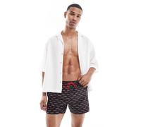 HUGO Red - Pantaloncini neri e rossi con logo ripetuto-Nero W32