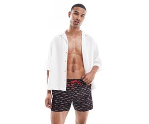 HUGO Red - Pantaloncini neri e rossi con logo ripetuto-Nero W33