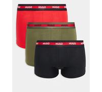 HUGO Red - Planet - Confezione da 3 boxer aderenti verdi/rossi/neri con fascia in vita a righe con logo-Multicolore W33