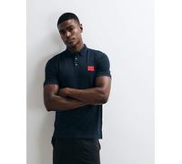 HUGO Red - Polo slim blu navy con riquadro rosso sul petto XS