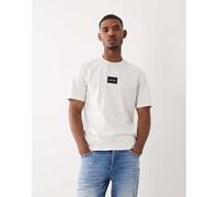 HUGO Red - T-shirt comoda bianca con etichetta del logo-Marrone S