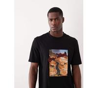 HUGO Red - T-shirt comoda nera con stampa-Nero XS