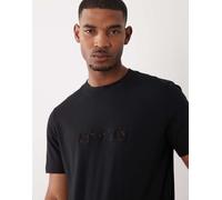 HUGO Red - T-shirt in jersey di cotone nera con stampa del logo-Nero M
