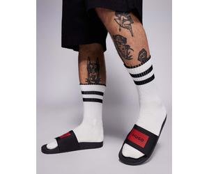 HUGO Red - Timein - Sliders nere con riquadro del logo-Nero 46