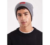 HUGO Red - Xaff - Berretto in maglia color grigio medio con etichetta del logo One Size