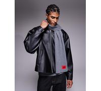 HUGO Red - Zaff - Sciarpa in maglia color grigio medio con etichetta del logo One Size