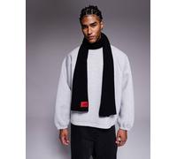 HUGO Red - Zaff - Sciarpa in maglia nera con etichetta del logo-Nero One Size