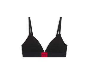 HUGO Reggiseno a triangolo in cotone elasticizzato con logo rosso - Style TRIANGLE RED LABEL, 50469647 Nero L