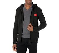 HUGO Regular Fit Square Logo Jersey Hooded Zip Up Sweatshirt Felpa con Cappuccio, Corvo Nero, M Uomo