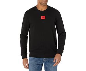 Hugo Regular Fit Square Logo Jersey Sweatshirt Maglione, Corvo Nero, S Uomo