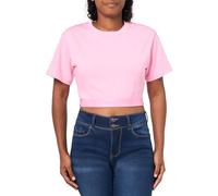 HUGO Repeat Crop T-Shirt Corta con Logo ripetuto, Prisma Rosa, M Donna
