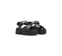 HUGO Sandali in pelle con cinturino con fibbia e suola chunky - Style Kris_Sandal_BKNA, 50542072 Nero 37
