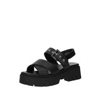 HUGO Sandali in pelle con cinturino con fibbia e suola chunky - Style Kris_Sandal_BKNA, 50542072 Nero 37
