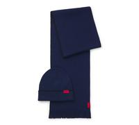 HUGO Set con cappello e sciarpa in misto lana con etichetta con logo - Style Zaschel Set, 50517757 Blu scuro pz.