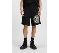 HUGO Shorts con cappuccio in terry di cotone con grafica ispirata alla boxe - Style Dubox, 50542413 Nero L