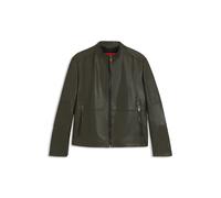 HUGO Slim-fit jacket in leather - Style Lokis-3, 50540984 Verde scuro XL