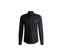 HUGO Camicia slim fit in cotone elasticizzato con logo scomposto - Style Ermo, 50505315 Nero S