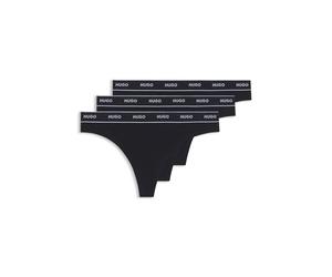 HUGO Slip in cotone elasticizzato con elastico in vita con logo - Style TRIPLET THONG STRIPE, 50469681 Nero L