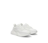 HUGO Sneakers stringate in materiali misti con logo sul tallone - Style Leon_Runn_cvpuW_N, 50536660 Bianco 38