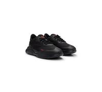 HUGO Sneakers stringate in materiali misti con similpelle - Style Leon_Runn_nypu_N, 50504799 Nero 41