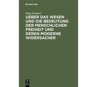 Hugo Sommer Ueber Das Wesen Und Die Bedeutung Der Menschliche (Copertina rigida)