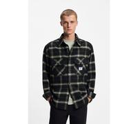 HUGO Sovracamicia oversize in cotone a quadri con cappuccio - Style Ebolt, 50555406 Nero a motivi XXL