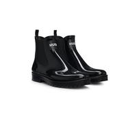 HUGO Stivaletti da pioggia Chelsea lucidi con toppa con logo - Style Tabita Rain Bootie_N, 50498397 Nero 39