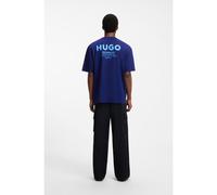 HUGO T-shirt con vestibilità comoda in cotone con grafica con logo sulla parte posteriore - Style Nalono, 50509776 Blu scuro L
