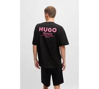 HUGO T-shirt con vestibilità comoda in cotone con grafica con logo sulla parte posteriore - Style Nalono, 50509776 Nero L