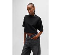 HUGO T-shirt corta relaxed fit in jersey di cotone con logo scomposto - Style Damelody, 50520187 Nero XS