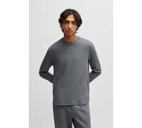 HUGO T-shirt del pigiama in misto cotone con lavorazione a nido d'ape - Style Austin LS Shirt, 50532022 Grigio L