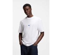 HUGO T-shirt in cotone con collo a coste e targhetta con logo - Style Nieros, 50509991 Bianco M
