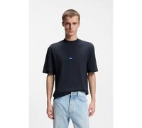 HUGO T-shirt in cotone con collo a coste e targhetta con logo - Style Nieros, 50509991 Blu scuro M