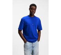 HUGO Maglietta Nieros in jersey di cotone con toppa logo blu reale/offwhite Taglia XL Uomo