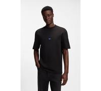 HUGO T-shirt in cotone con collo a coste e targhetta con logo - Style Nieros, 50509991 Nero XXL