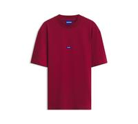 HUGO T-shirt in cotone con collo a coste e targhetta con logo - Style Nieros, 50509991 Rosso S
