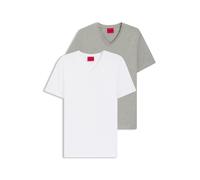 HUGO T-shirt in cotone elasticizzato con scollo a V in confezione da due - Style HUGO-V, 50325417 Bianco / Grigio chiaro M