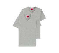 HUGO T-shirt in cotone elasticizzato con scollo a V in confezione da due - Style HUGO-V, 50325417 Grigio chiaro M