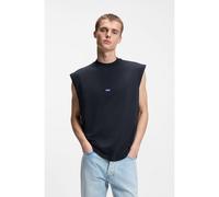 HUGO T-shirt in cotone senza maniche con toppa con logo - Style Navertz, 50509773 Blu scuro M